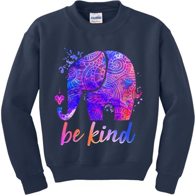 Be Kind Colorful Painted Elephant Kids Sweatshirt