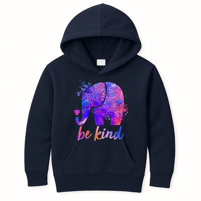 Be Kind Colorful Painted Elephant Kids Hoodie