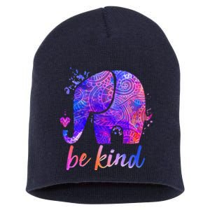 Be Kind Colorful Painted Elephant Short Acrylic Beanie