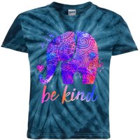 Be Kind Colorful Painted Elephant Kids Tie-Dye T-Shirt