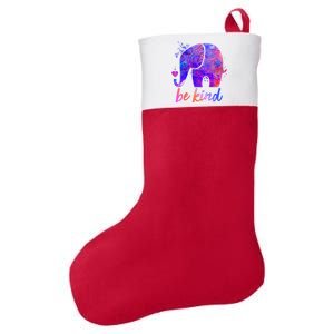 Be Kind Colorful Painted Elephant Felt Holiday Christmas Stocking