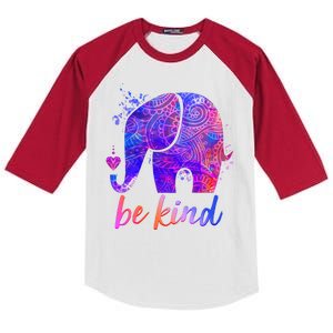 Be Kind Colorful Painted Elephant Kids Colorblock Raglan Jersey