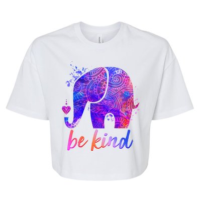 Be Kind Colorful Painted Elephant Bella+Canvas Jersey Crop Tee