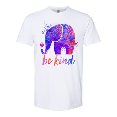 Be Kind Colorful Painted Elephant Softstyle CVC T-Shirt