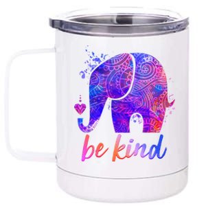 Be Kind Colorful Painted Elephant 12 oz Stainless Steel Tumbler Cup