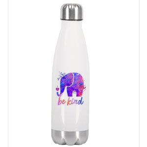 Be Kind Colorful Painted Elephant Stainless Steel Insulated Water Bottle