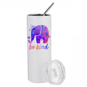 Be Kind Colorful Painted Elephant Stainless Steel Tumbler