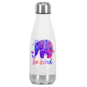 Be Kind Colorful Painted Elephant Stainless Steel Insulated Water Bottle