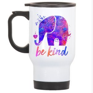 Be Kind Colorful Painted Elephant Stainless Steel Travel Mug