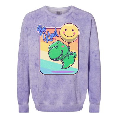 Be Kind Cute Happy TRex Dino Smiley Balloon Colorblast Crewneck Sweatshirt