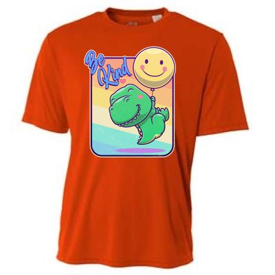 Be Kind Cute Happy TRex Dino Smiley Balloon Cooling Performance Crew T-Shirt