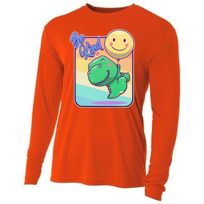 Be Kind Cute Happy TRex Dino Smiley Balloon Cooling Performance Long Sleeve Crew