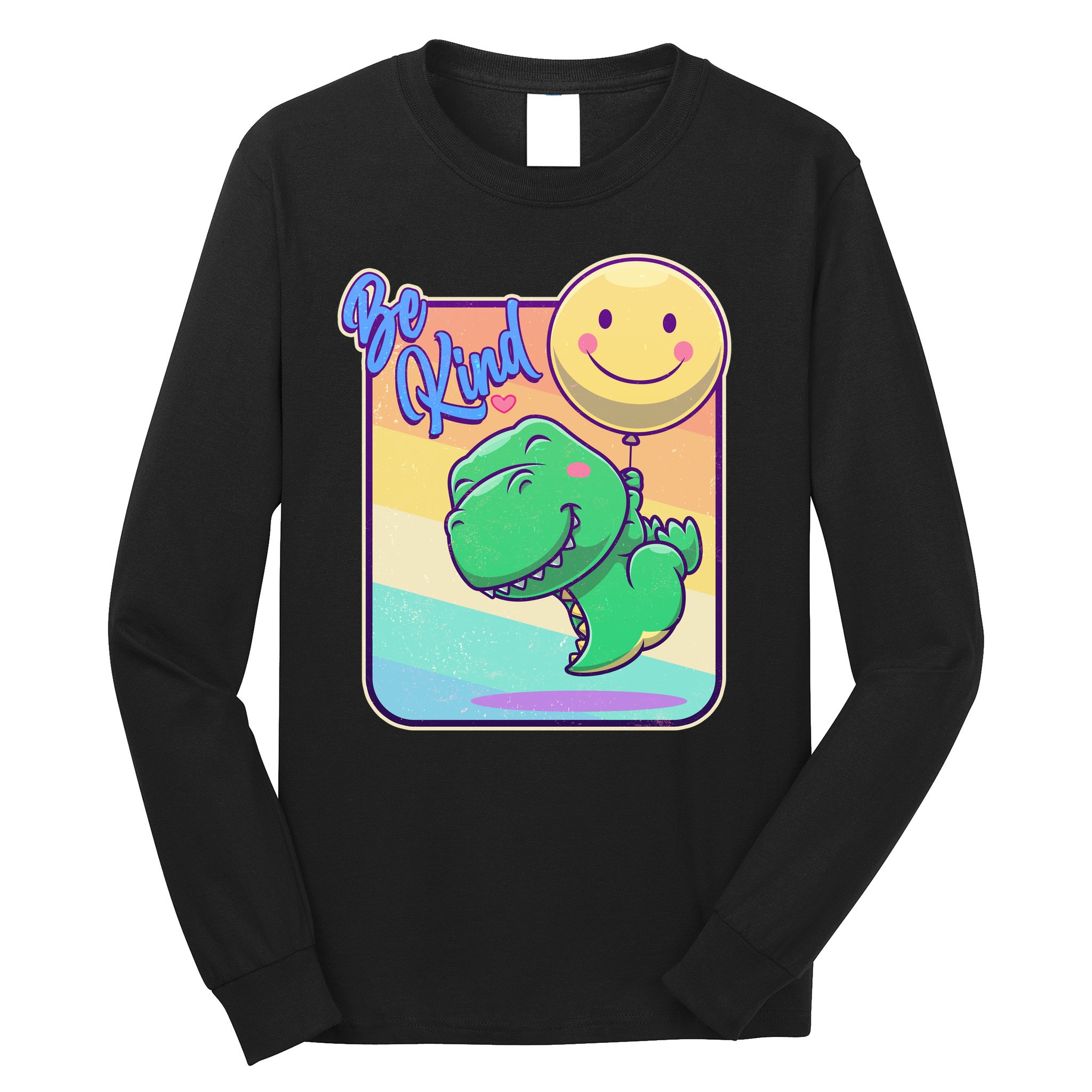 Be Kind Cute Happy TRex Dino Smiley Balloon Long Sleeve Shirt