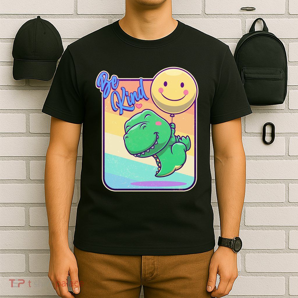 Be Kind Cute Happy TRex Dino Smiley Balloon T-Shirt