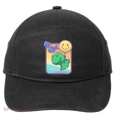 Be Kind Cute Happy TRex Dino Smiley Balloon 7-Panel Snapback Hat