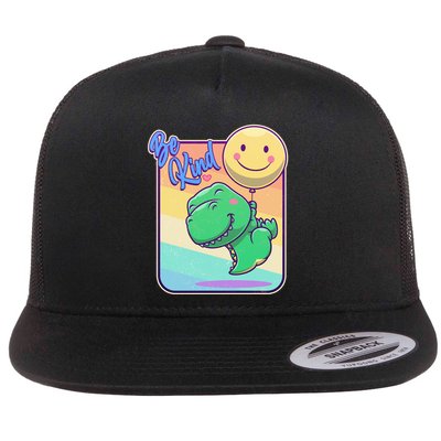 Be Kind Cute Happy TRex Dino Smiley Balloon Flatbill Hat