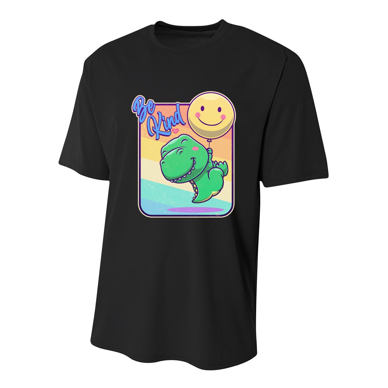 Be Kind Cute Happy TRex Dino Smiley Balloon Youth Performance Sprint T-Shirt
