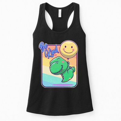 Be Kind Cute Happy TRex Dino Smiley Balloon Womens Tank Top