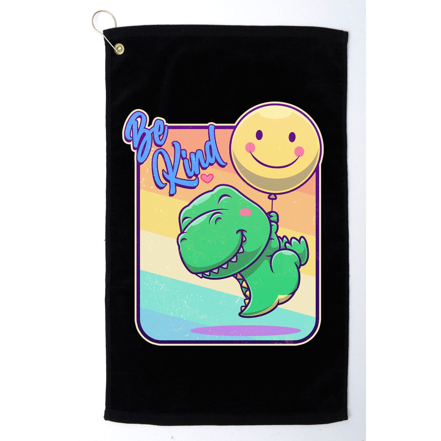 Be Kind Cute Happy TRex Dino Smiley Balloon Golf Towel