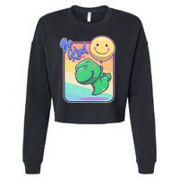 Be Kind Cute Happy TRex Dino Smiley Balloon Cropped Pullover Crew