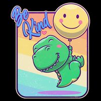 Be Kind Cute Happy TRex Dino Smiley Balloon Cropped Pullover Crew