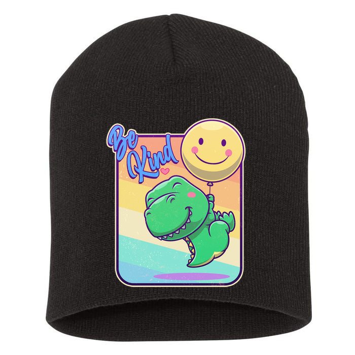 Be Kind Cute Happy TRex Dino Smiley Balloon Short Acrylic Beanie