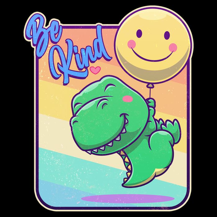 Be Kind Cute Happy TRex Dino Smiley Balloon Short Acrylic Beanie