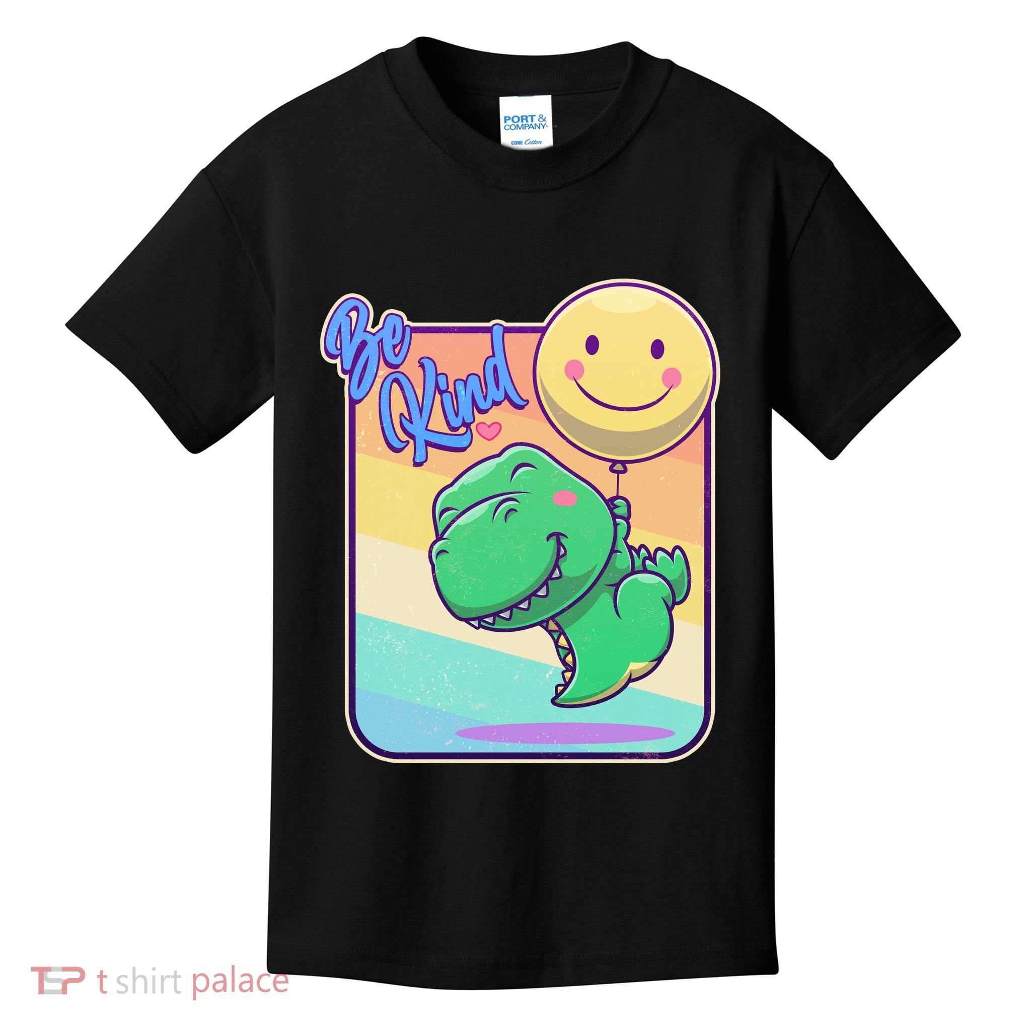 Be Kind Cute Happy TRex Dino Smiley Balloon Kids T-Shirt
