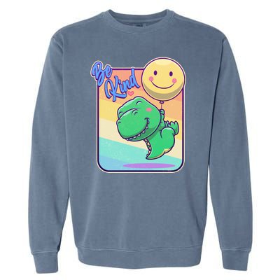 Be Kind Cute Happy TRex Dino Smiley Balloon Garment-Dyed Sweatshirt