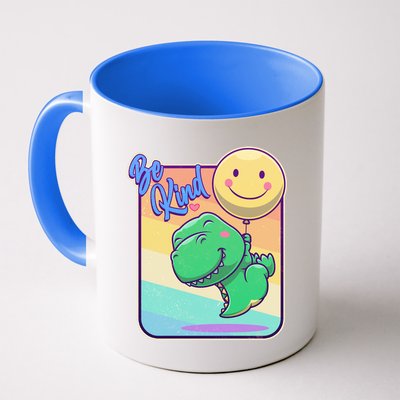 Be Kind Cute Happy TRex Dino Smiley Balloon Mug
