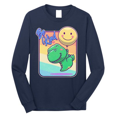 Be Kind Cute Happy TRex Dino Smiley Balloon Long Sleeve Shirt