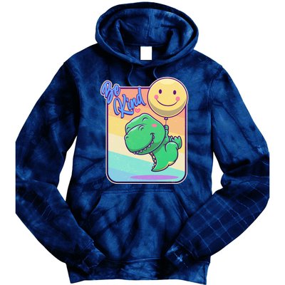 Be Kind Cute Happy TRex Dino Smiley Balloon Tie Dye Hoodie