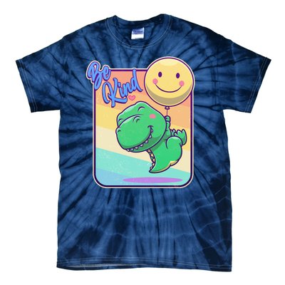 Be Kind Cute Happy TRex Dino Smiley Balloon Tie-Dye T-Shirt