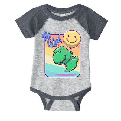 Be Kind Cute Happy TRex Dino Smiley Balloon Infant Baby Jersey Bodysuit