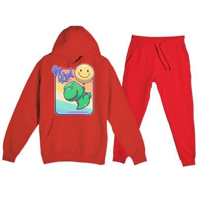 Be Kind Cute Happy TRex Dino Smiley Balloon Premium Hooded Sweatsuit Set