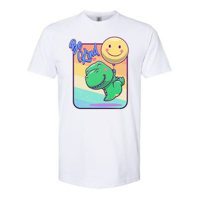 Be Kind Cute Happy TRex Dino Smiley Balloon Softstyle CVC T-Shirt