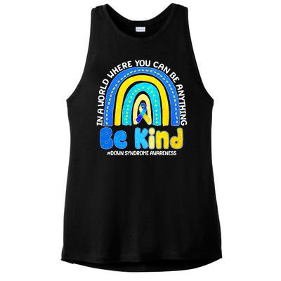 Be Kind Down Syndrome Awareness Rainbow Ladies PosiCharge Tri-Blend Wicking Tank