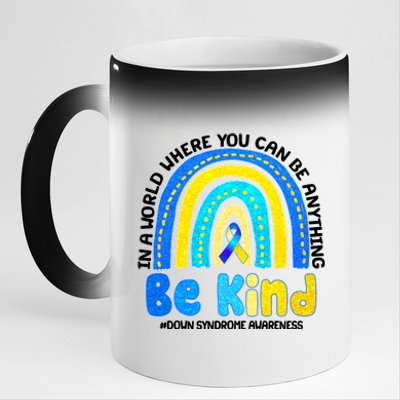 Be Kind Down Syndrome Awareness Rainbow 11oz Black Color Changing Mug