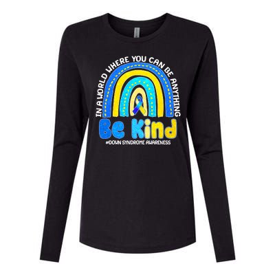 Be Kind Down Syndrome Awareness Rainbow Womens Cotton Relaxed Long Sleeve T-Shirt