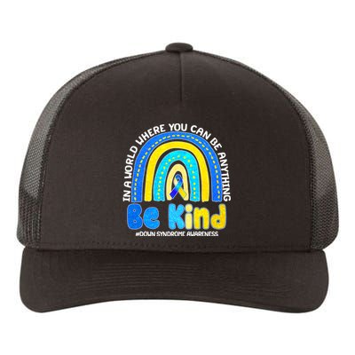 Be Kind Down Syndrome Awareness Rainbow Yupoong Adult 5-Panel Trucker Hat