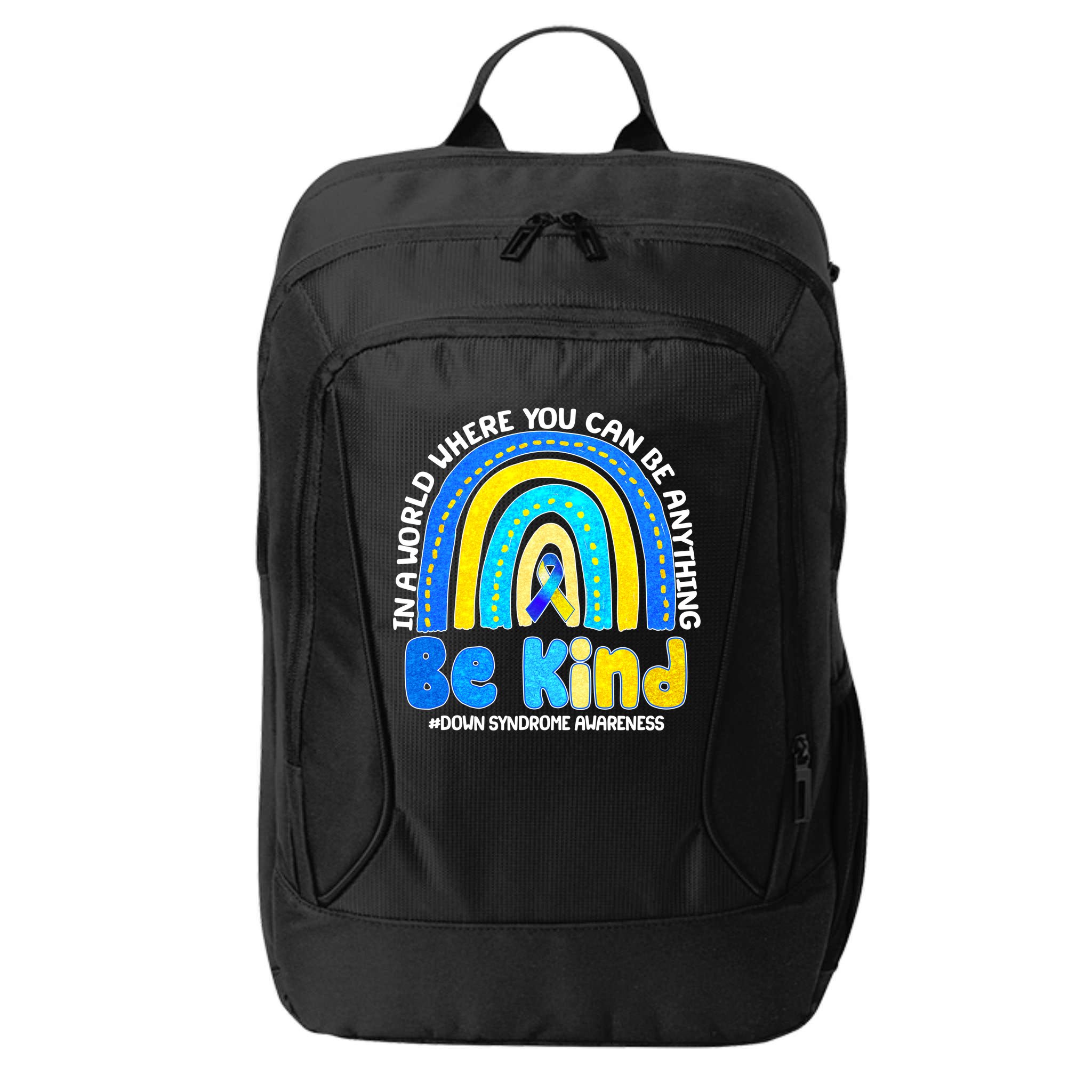 Be Kind Down Syndrome Awareness Rainbow City Backpack