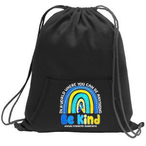 Be Kind Down Syndrome Awareness Rainbow Sweatshirt Cinch Pack Bag