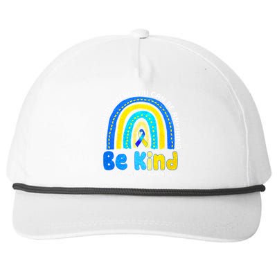 Be Kind Down Syndrome Awareness Rainbow Snapback Five-Panel Rope Hat