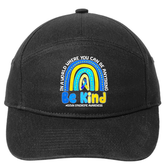 Be Kind Down Syndrome Awareness Rainbow 7-Panel Snapback Hat