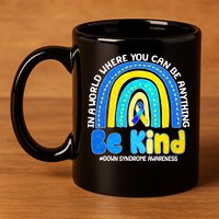 Be Kind Down Syndrome Awareness Rainbow 11oz C Handle Ceramic Mug