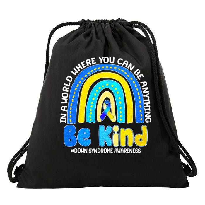 Be Kind Down Syndrome Awareness Rainbow Drawstring Bag