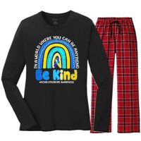 Be Kind Down Syndrome Awareness Rainbow Women's Long Sleeve Flannel Pajama Set 