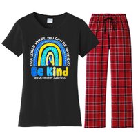 Be Kind Down Syndrome Awareness Rainbow Women's Flannel Pajama Set