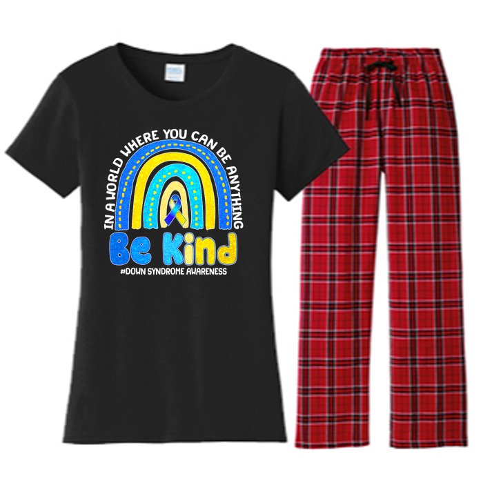 Be Kind Down Syndrome Awareness Rainbow Women's Flannel Pajama Set