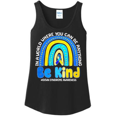 Be Kind Down Syndrome Awareness Rainbow Ladies Essential Tank